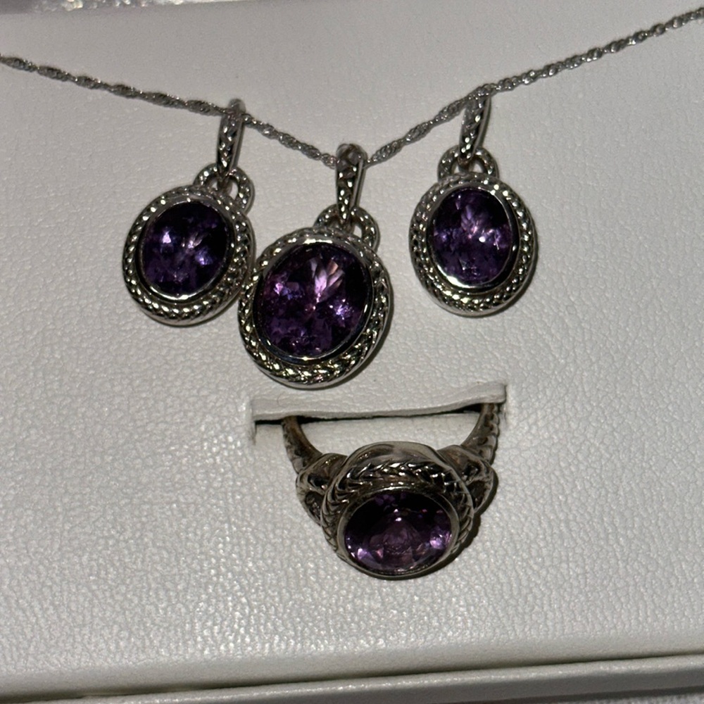 Sterling Silver Purple Stoned Set .25